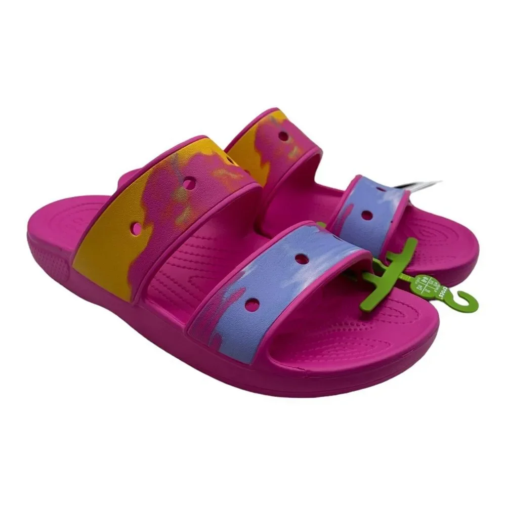 Crocs Classic Ombre Adult‎ Slide Sandals Size M13/W15 Pink Blue NWT